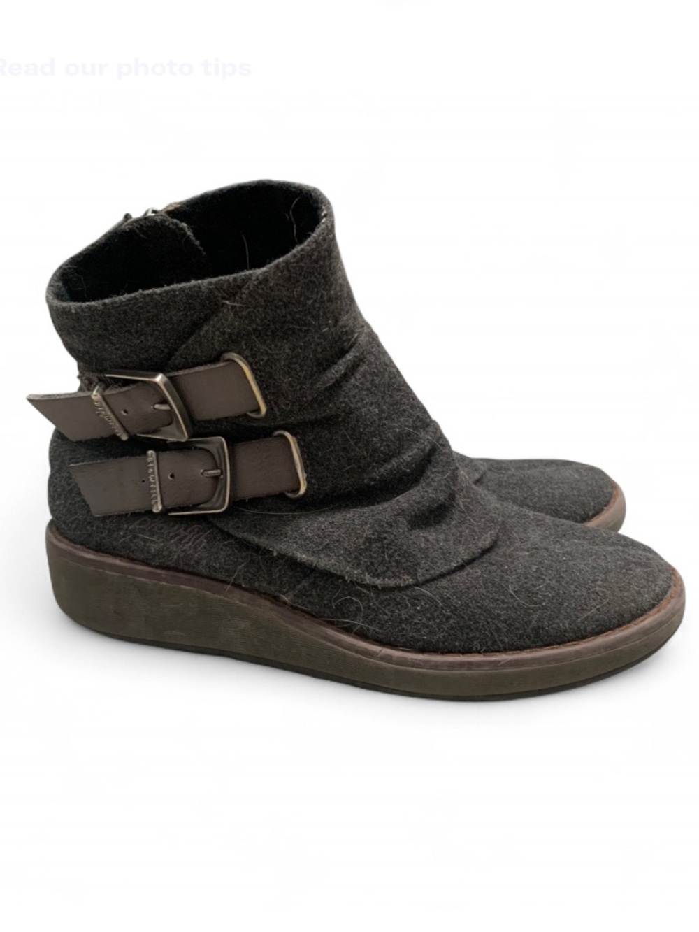 Blowfish Gray Buckle Ankle Booties